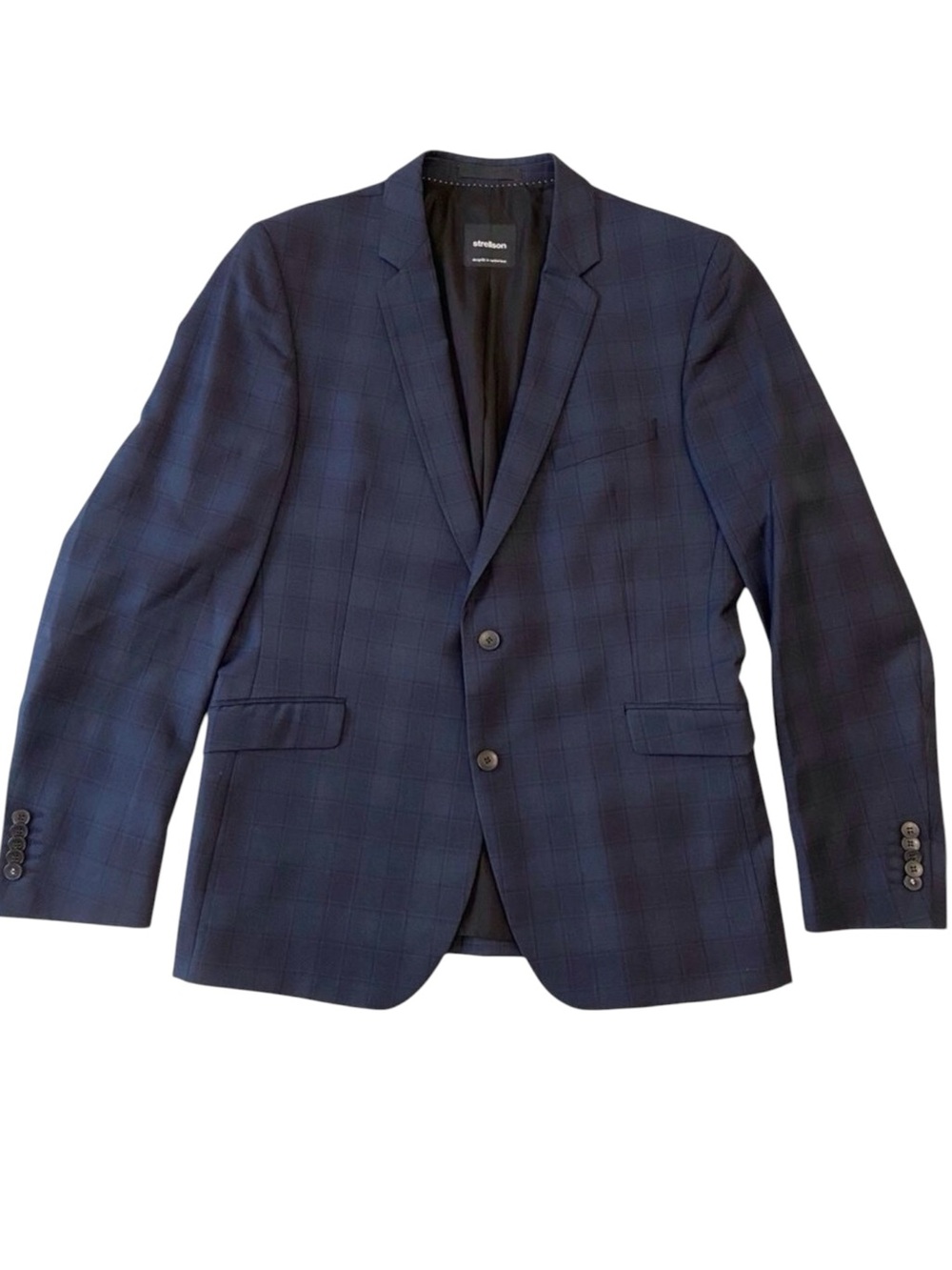 Stellson Marlane men suit jacket blazer blue tartan glen check 100% wool size 50
